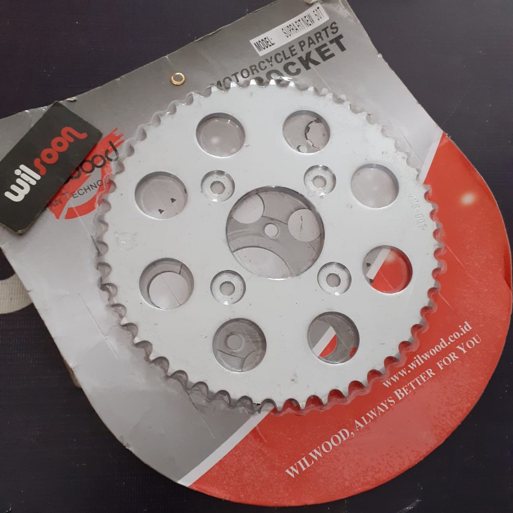 Gear / Gir Belakang / Sprocket  Honda Supra Fit New / Supra X 125 / Wave 125 Wilwood 50T 428 Chrome