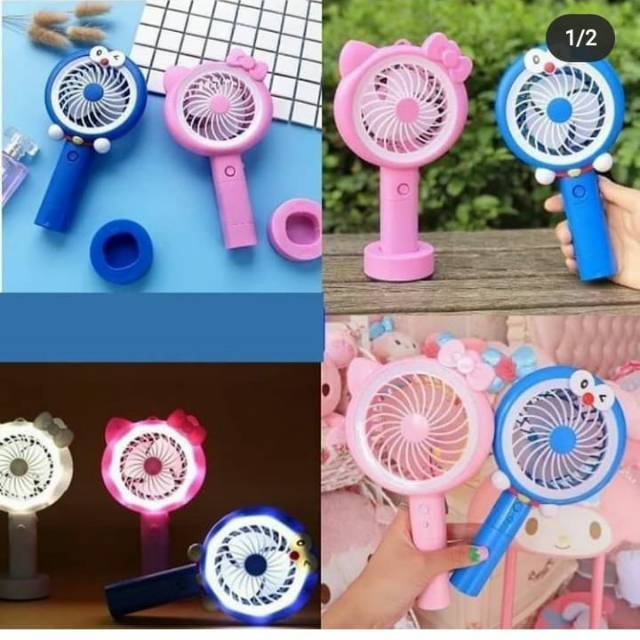 MINI FAN KARAKTER / MINI FAN GENGGAM LED RECHARGER