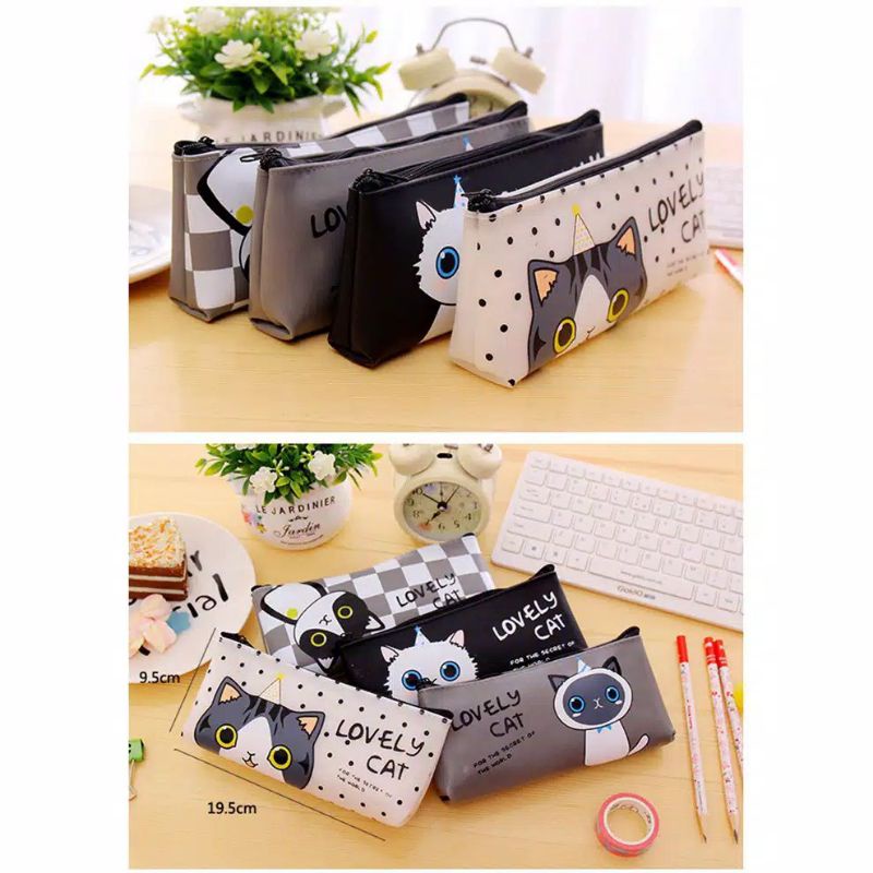 

Tempat kotak pensil, pensil case resleting,motif lucu lovely,cat,bahan kain