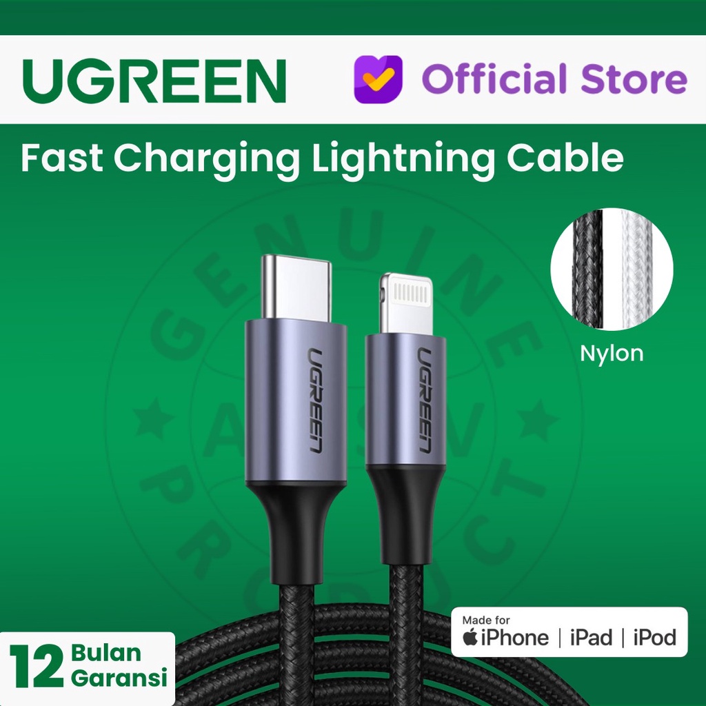 UGREEN Kabel Lightning (MFI) to USB-C Nylon Braided - US304