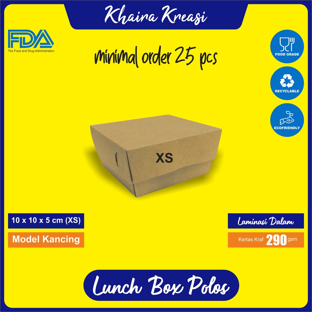 Dus Lunch Box, Kotak Nasi, Lunch Box Ukuran XS Tebal 290 gsm, Kotak Makan, Box Makanan, Lunch Box Kr