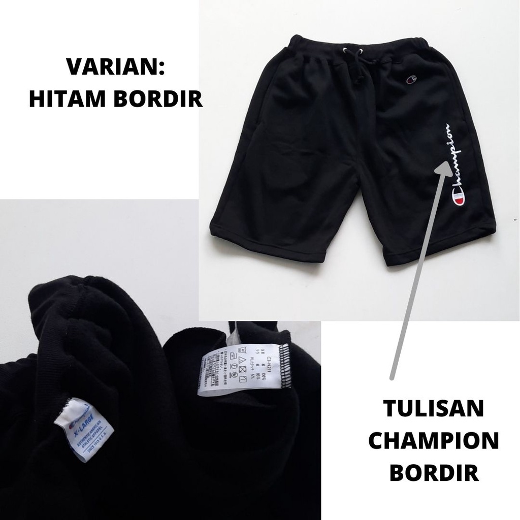 Champion Short Pants Script BORDIR LOGO / Celana Pendek Champion Original Pria Wanita