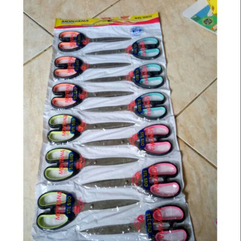 

[1rtg] gunting kertas warna ukuran besar renteng isi 12 pcs murah