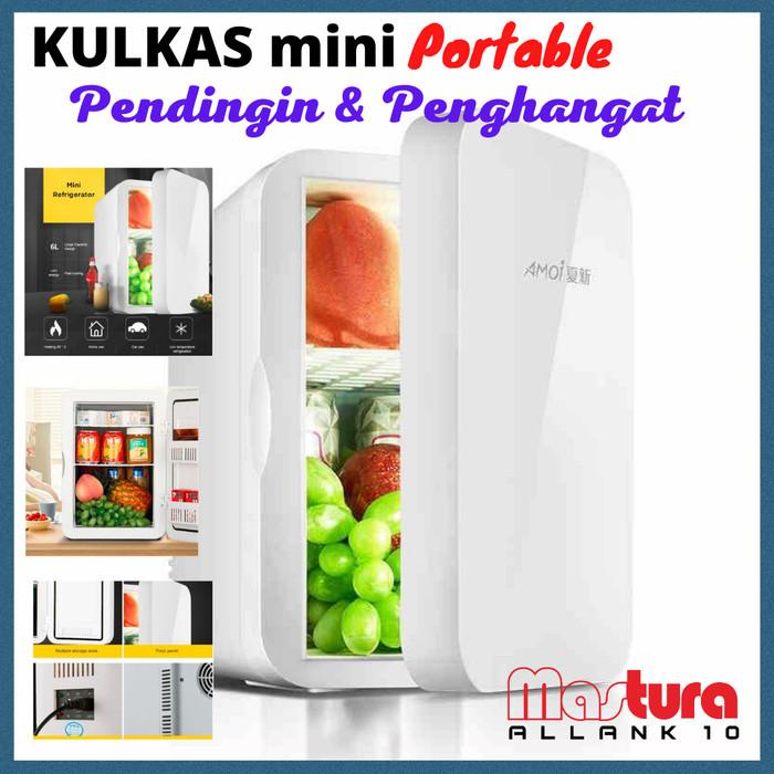Cooler Kulkas Mini Portable Pendingin Penghangat Makanan Minuman Buah Mobil