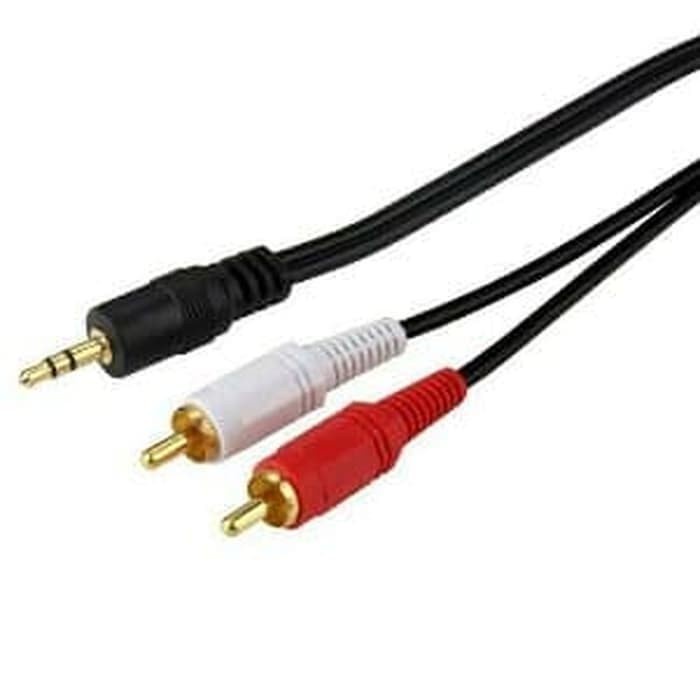Kabel Audio Aux 3.5mm To 2 RCA AV 3 Meter Speaker Audio To RCA 3M Gold / Audio Jack To RCA