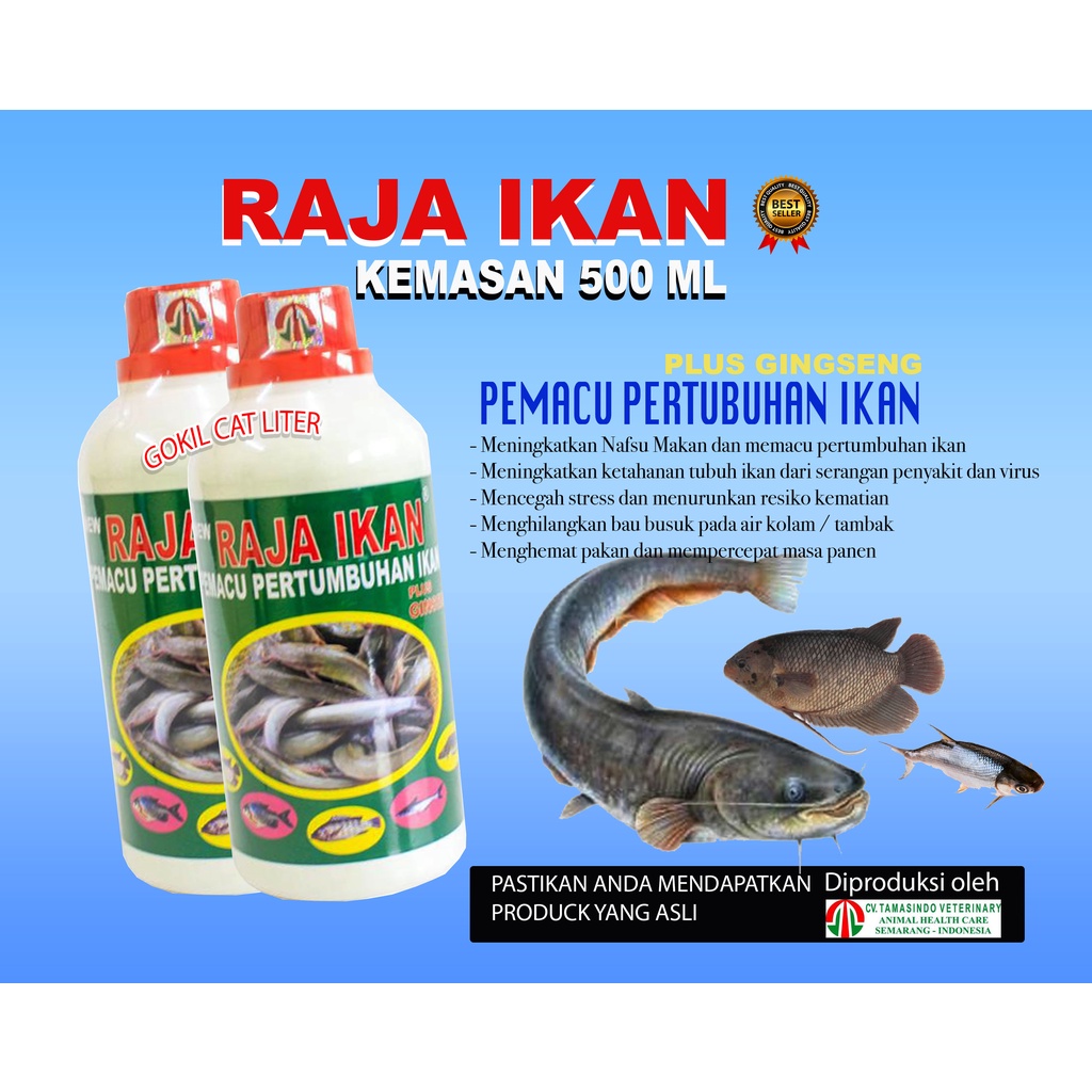 RAJA IKAN 500 ML-PENGGEMUK IKAN,VITAMIN PENGGEMUK IKAN-PENAMBAH NAFSU MAKAN IKAN