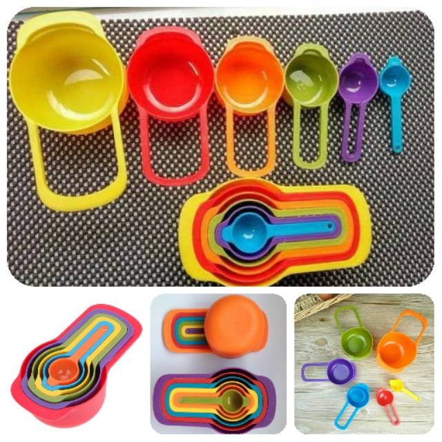 Sendok takar besar 6 in 1 measuring spoons warna