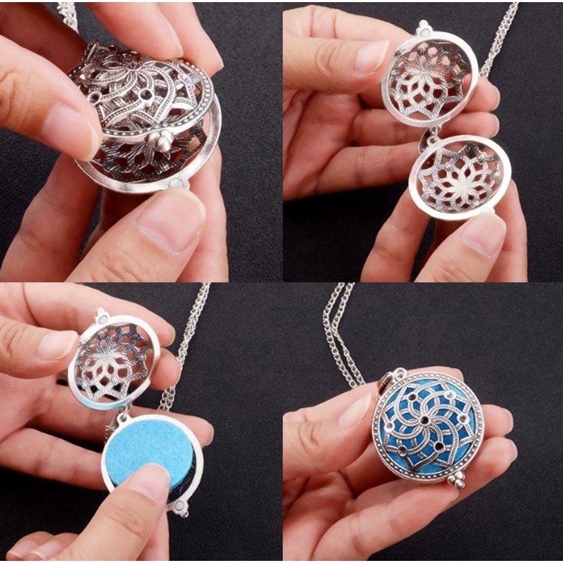 Hollow Vintage Necklace Aromatherapy Locket Essential Oils Diffuser Locket Necklace Perfume Pendant Animal Owl Tree Necklace