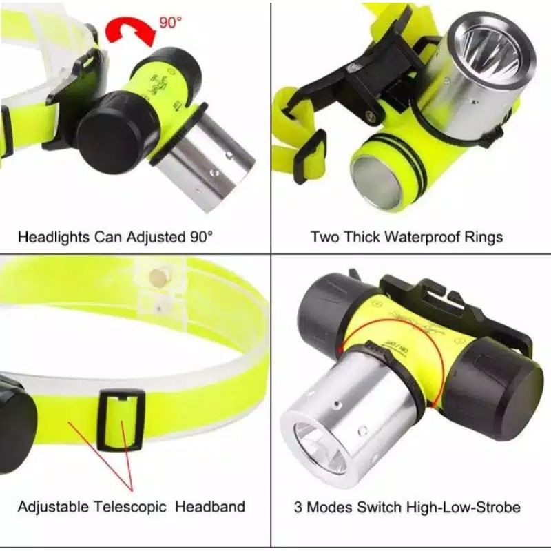 Senter Selam LONGDA 109 Light Senter Kepala Diving Flashlight  Senter Anti Air Untuk Menyelam