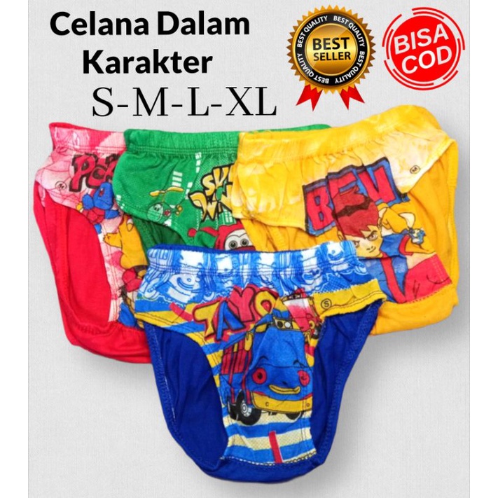 Celana Dalam Anak Laki Laki Karakter CD Anak Cowok Sempak Anak Kartun MURAH Bahan Katun Ukuran S M L XL