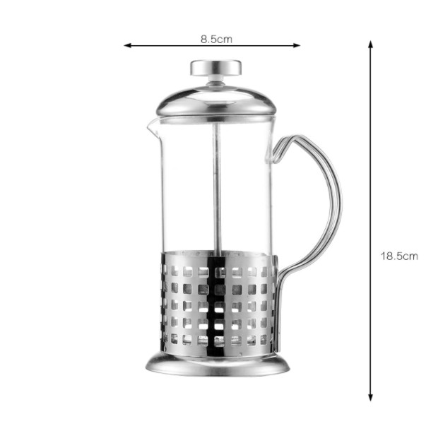 Duolvqi French Press Coffee Maker Pot Grid Pattern 350ml - KG72I - Silver