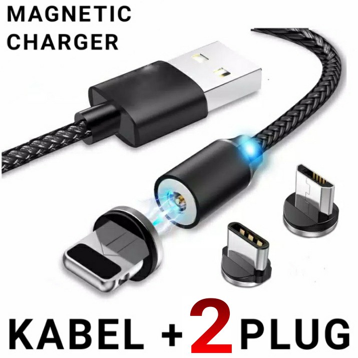 KABEL CHARGER HP MAGNET - DAPAT 2 PLUG - BISA UNTUK XIAOMI SAMSUNG OPPO APPLE - ANDROID DAN IOS /hz