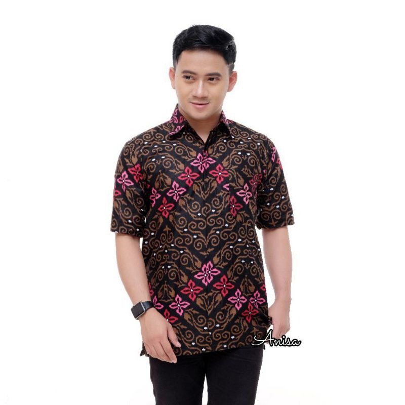 kemeja batik pria lengan pendek baju batik pria batik kantor seragam kerja ukuran reguler m.l.x