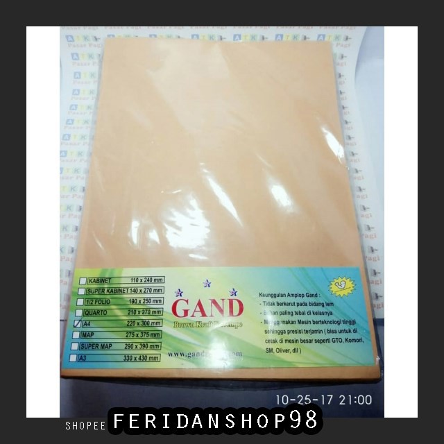

FS1135 AMPLOP AMPLOP COKLAT A4 ATK 80 GRAM MURAH BY FERIDANSHOP98
