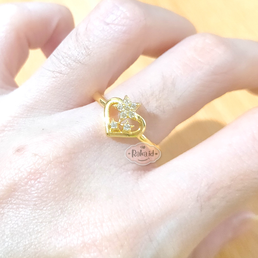 Cincin Wanita Cincin Dewasa Motif Love Bintang Gold Aksesoris Perhiasan Wanita 1010