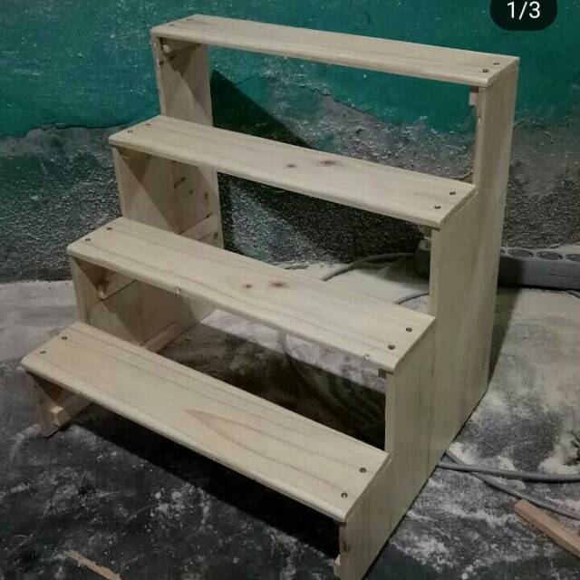  Rak  tangga kayu  4 level rak  display rak  pajangan toko  