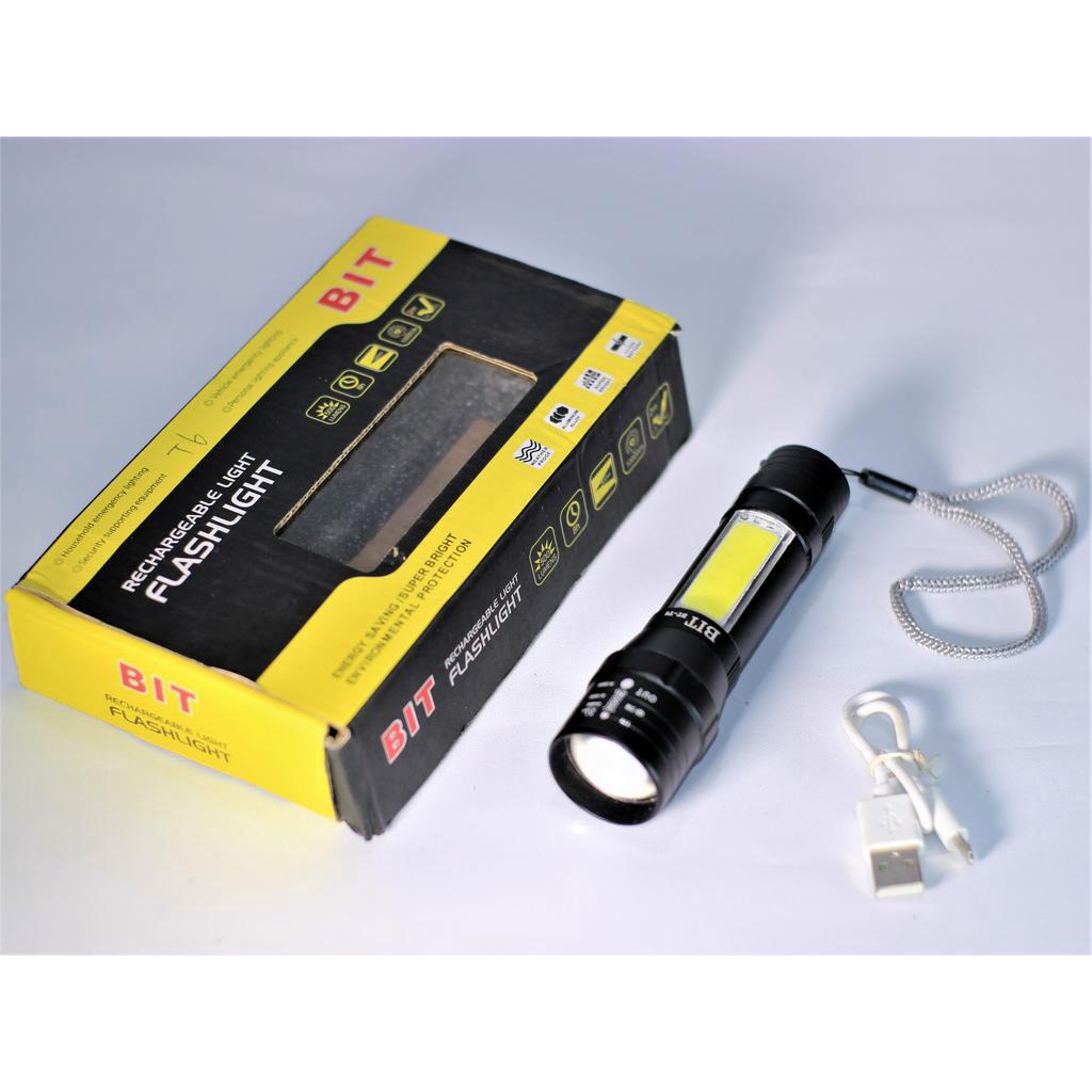 LED SENTER POLICE MINI / FLASLIGHT plus EMERGENCY BIT KECIL BT-T6 Genggam besi Original BIT