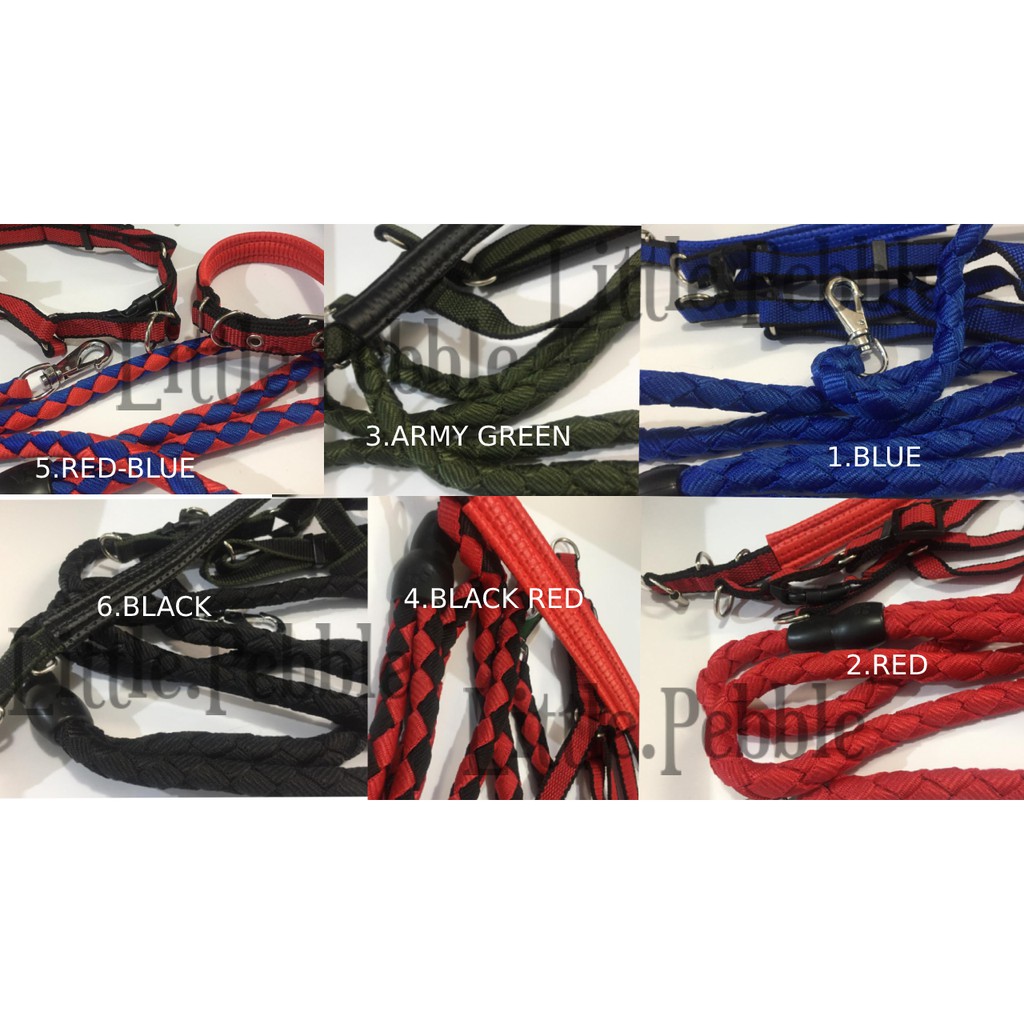 3IN1 TALI TUNTUN HARNESS TALI LEHER ANJING WARNA LS17