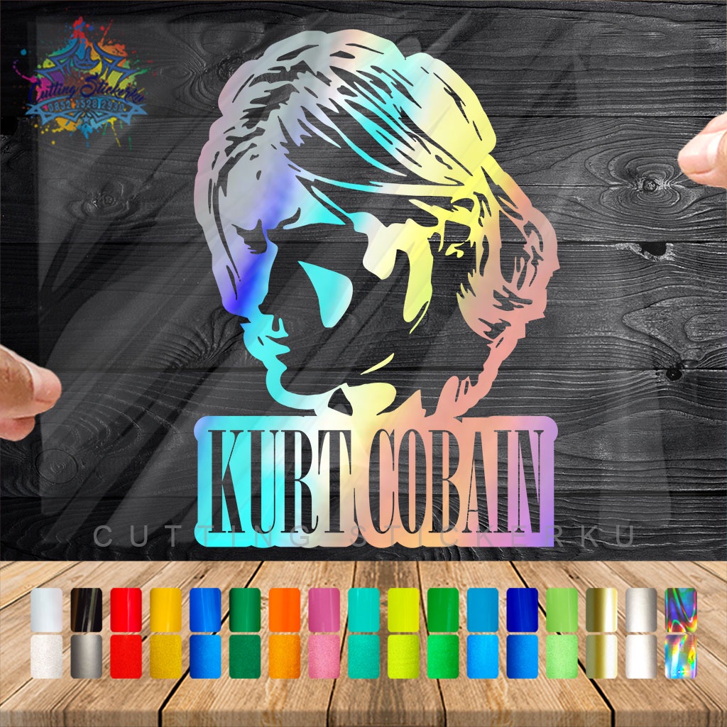 Cutting Stiker Kurt Cobain (Nirvana) Variasi Motor Mobil Sticker Timbul Keren Nyala Dasbor Spakbor Visor Body Kaca Helm Laptop Hologram Reflective Tahan Air Bodi Samping Nama Jepang Scoopy Vario Beat NMAX PCX Vespa Aesthetic Pickup Anime Windshield