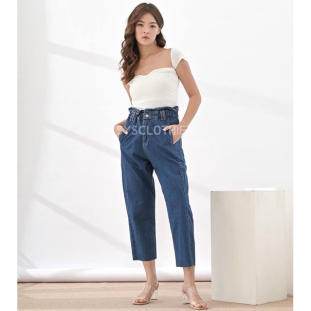 CELANA JEANS WANITA BF PAPERBAG -SYS CLOTHIER