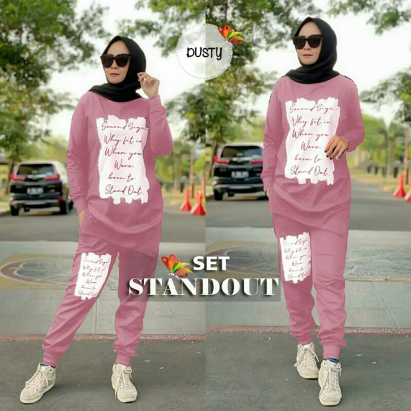 SET STANDOUT FASHION PAKAIAN WANITA SETELAN BABYTERRY JCHM