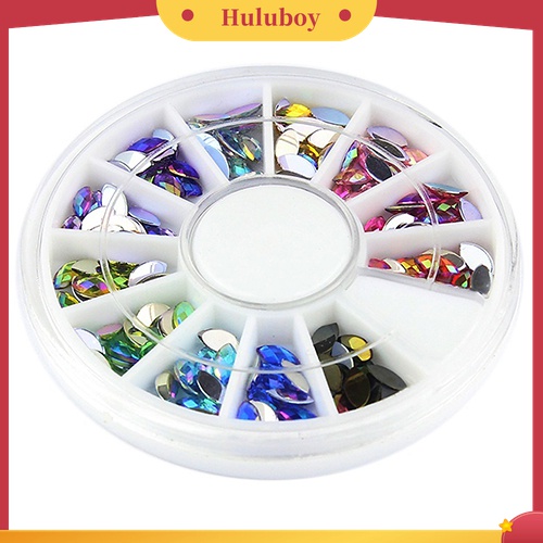 Huluboy Huluboy♡ Tempat Penyimpanan Bentuk Roda Isi Manik-Manik Kuku 3D 12 Warna Campur Alat DIY