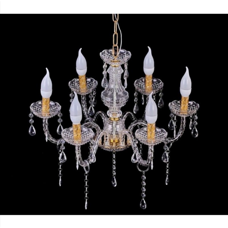 Jual 6 LED Hanging Chandelier Gold Silver Mewah / Lampu Pelaminan ...