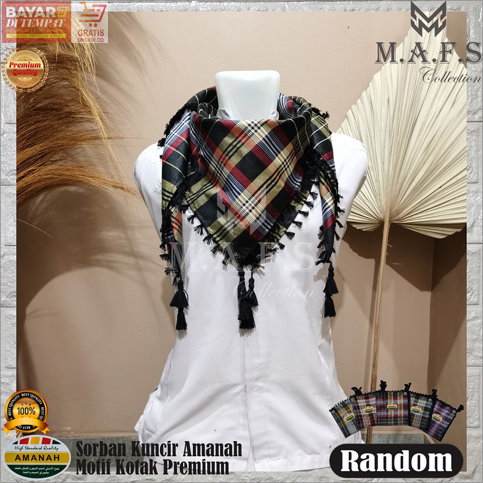 SORBAN SHEMAGH SORBAN KUNCIR AMANAH FULL WARNA MOTIF KOTAK