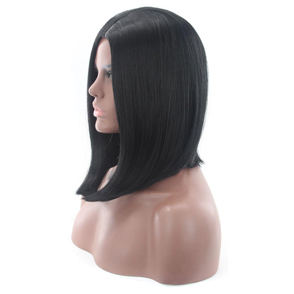 Lily Black Wig Fashion Skor Tengah Pendek Warna Natural