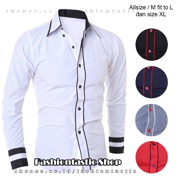 kemeja slimfit RANDHY hem polos pria lengan panjang motif kemeja slimfit RANDHY hem polos pria lengan panjang motif