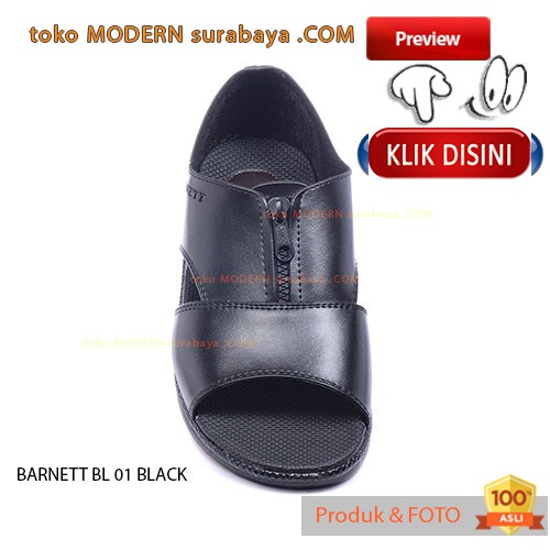 BARNETT BL 01 BLACK sepatu casual sopan pria slip on