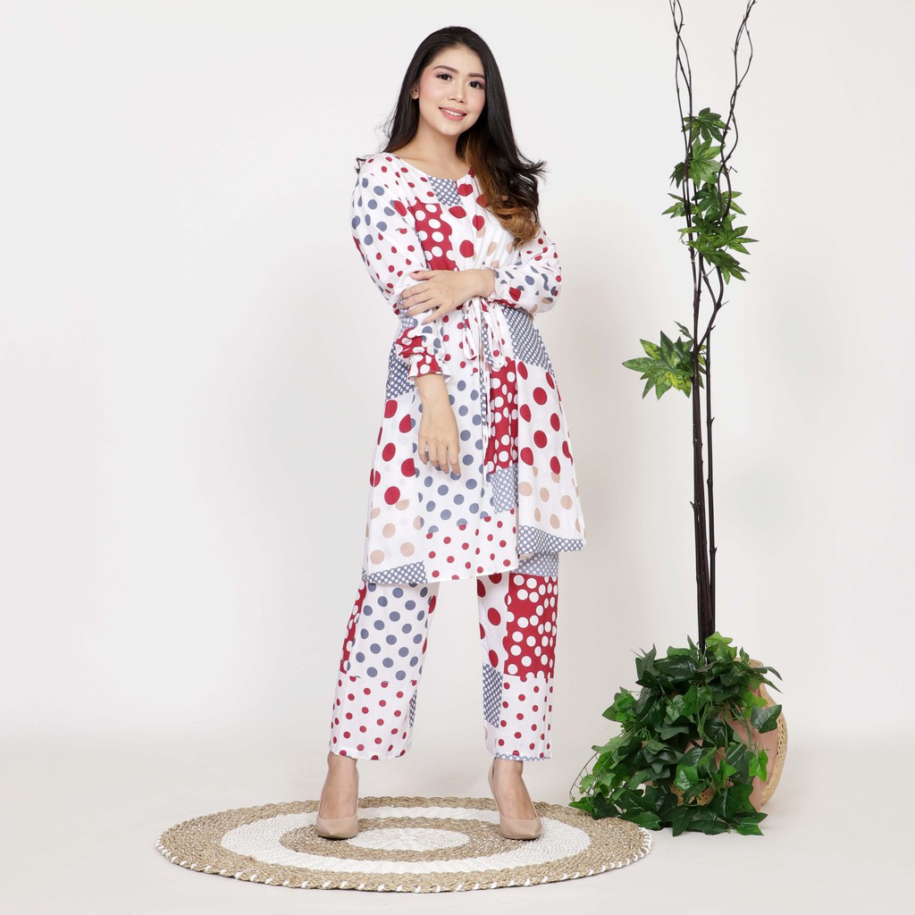 ZAYA - STELAN POLKADOT ONE SET RAYON WANITA/ SETELAN SIZE XL, 3XL, 8XL