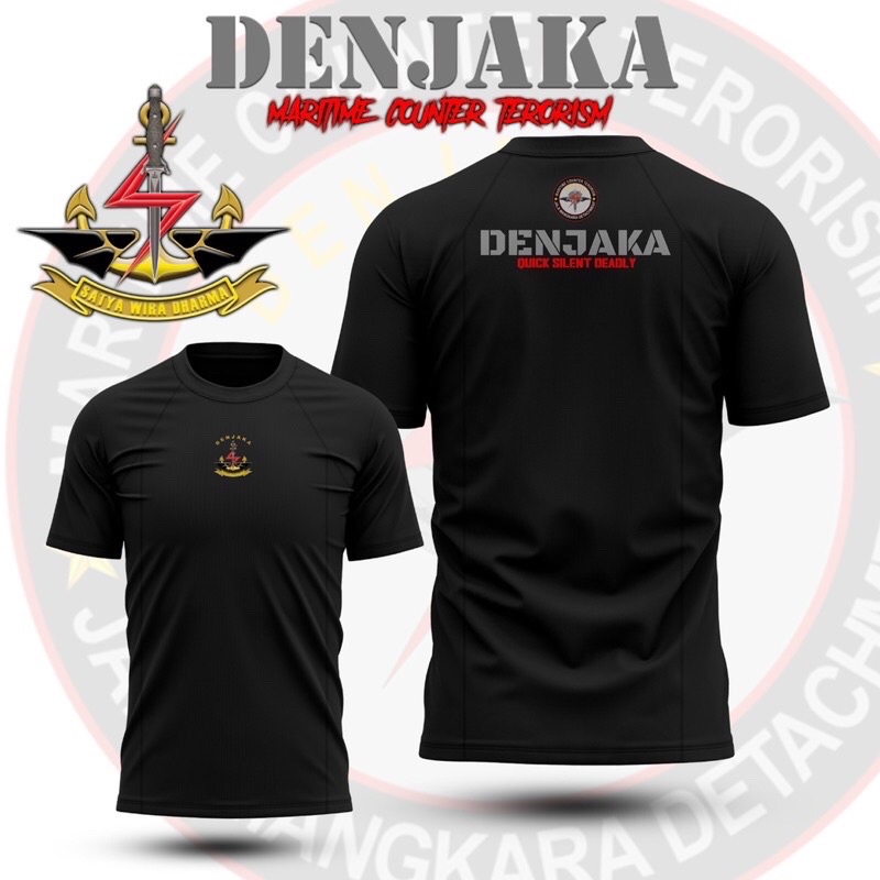 Baju Kaos Denjaka TNI AL Lengan Pendek Bahan Dryfit Hitam Premium