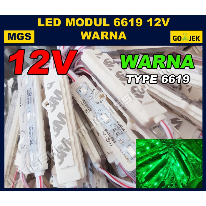 100Pcs Modul 5630 3 LED + Lensa Tipe 6619 12V Warna