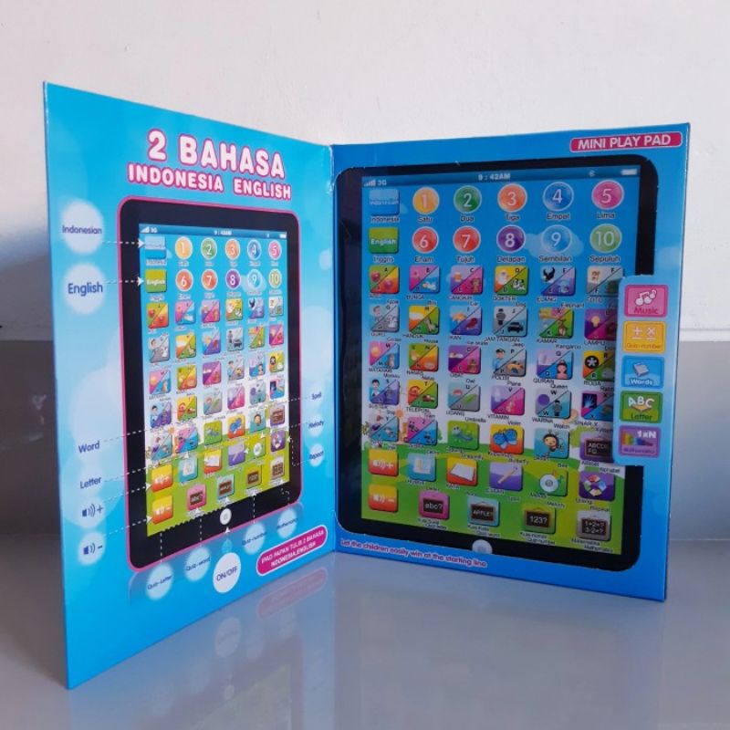 play pad mini ( playpad, ipad ) 2 bahasa - mainan edukatif anak