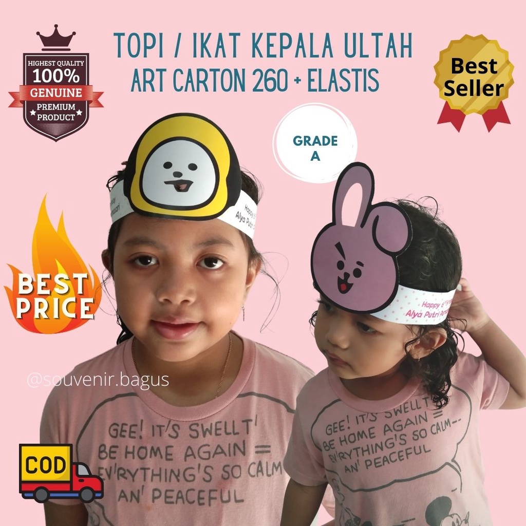 Topi Ultah Anak ikat kepala ultah Topi Pesta Ulang Tahun Custom Pakai Nama