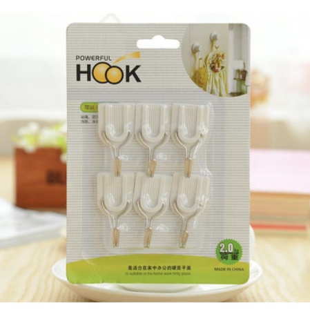 Gantungan Hook Kait Isi 6 Pcs Gantungan Tempel Dinding Kamar Mandi Dapur Sticky Hanger Wall