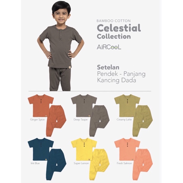 CPR Oblong CELESTIAL Velvet Junior Katun Bambu/Stelan pendek panjang anak Size L XL 2345