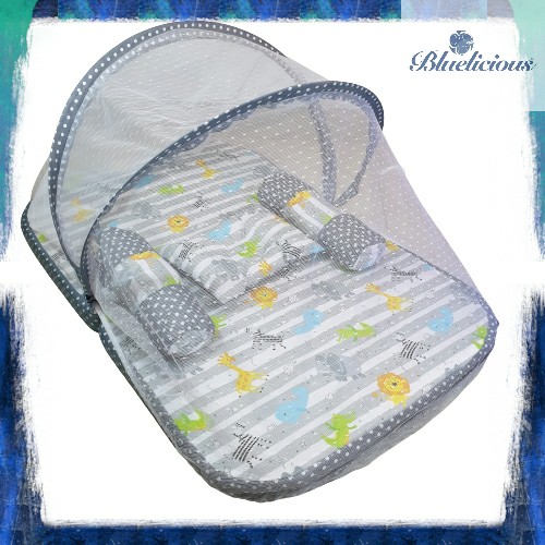 Kasur Lipat Kelambu Bayi - Set Bedding lipat  - Matras Baby Motif Mix