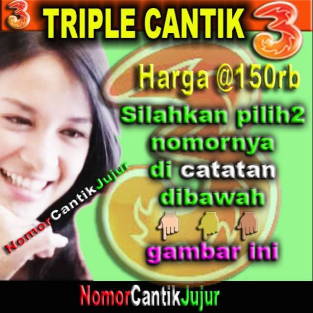 Nomor Cantik 3 Tri Three Triple