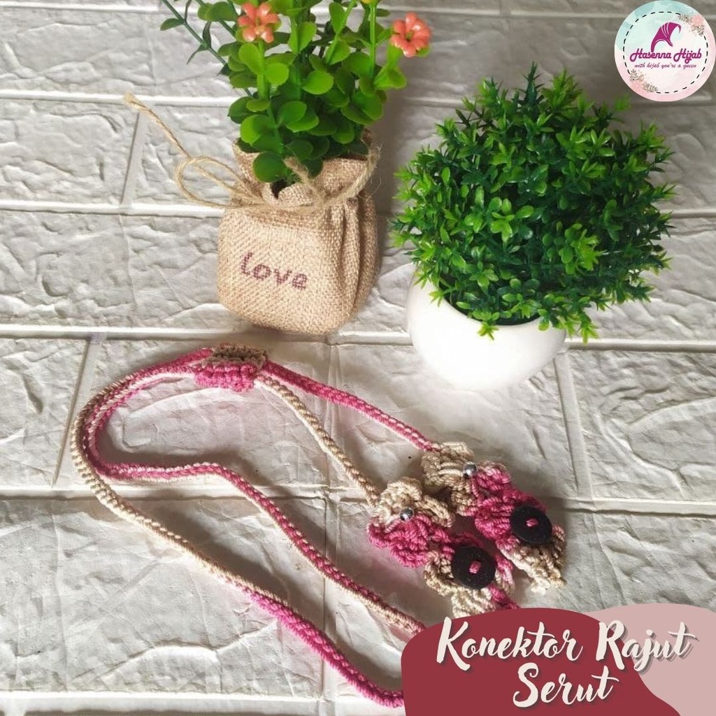 Pengait Masker Serut Tali Konektor 2 in 1 Rajut Hand Made