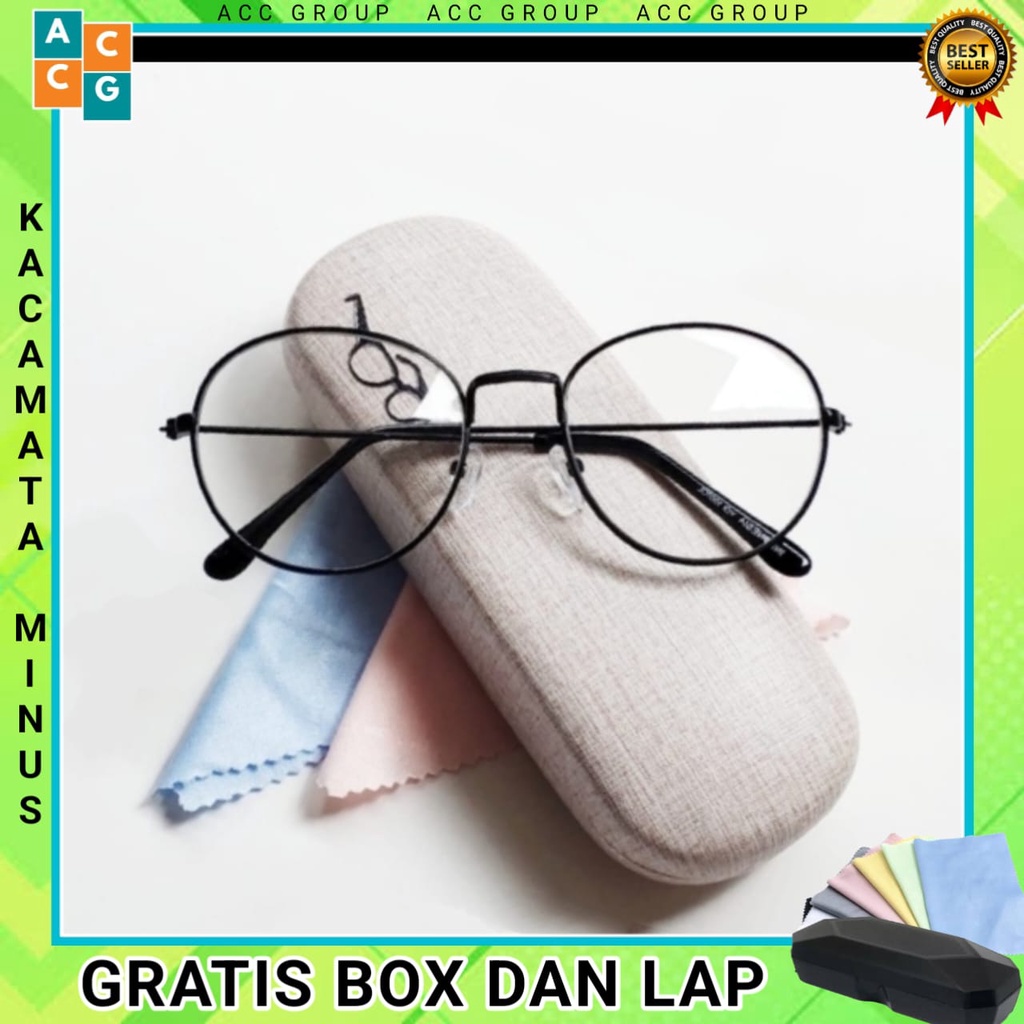 NEW KACAMATA MINUS MODEL OVAL RANGKA BESI FREE BOX DAN LAP