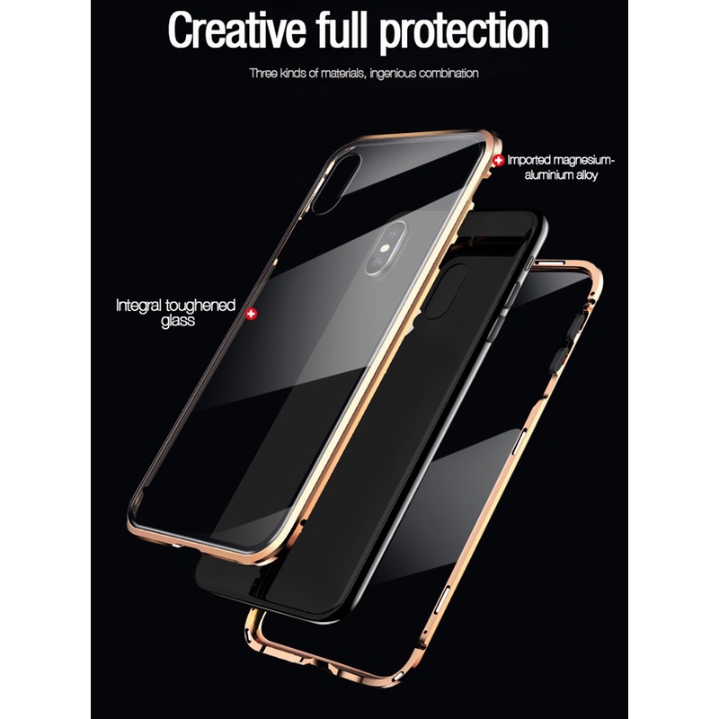 Case Tempered Glass Magnetik Pelindung 360 Derajat Untuk IPhone 13 12 11 Pro XS MAX XR 7 8 Plus