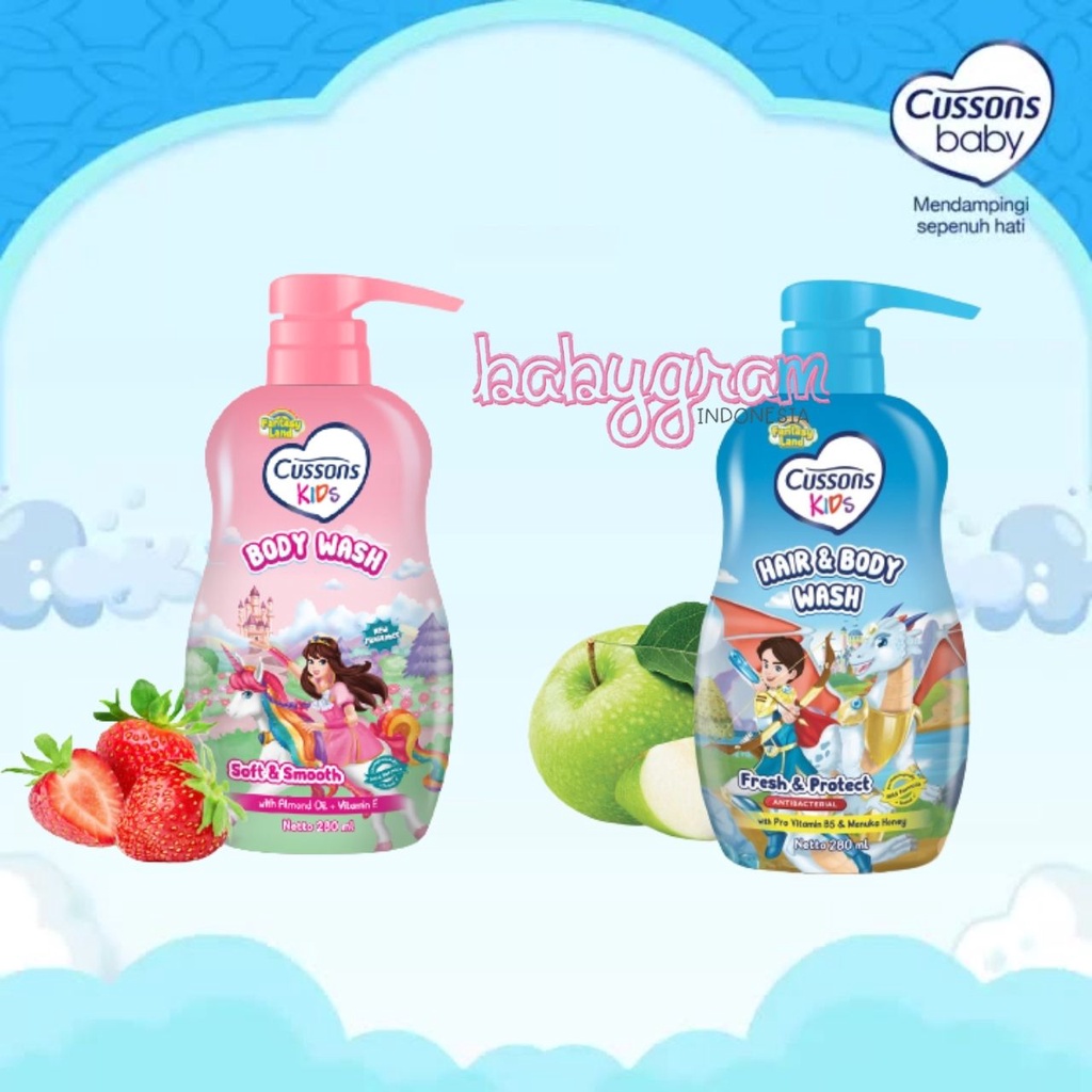 Cussons Kids Body Wash Pump 280ml / Kid Cusson Sabun Mandi Anak 280 ml Fantasy Land Unicorn Doy