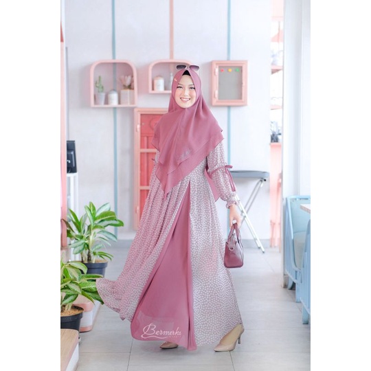 GAMIS ALANA MUTIARA ORIGINAL BY BERMERKS SYARI/CERUTY FULL/ BUSUI/ KHIMAR 2 LAYER/ GAMIS ALANA TERBA