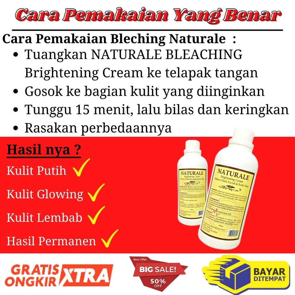 PEMUTIH BADAN PERMANEN BLEACHING BADAN NATURALE CREAM 500GR PEMUTIH KULIT PERAWATAN BADAN