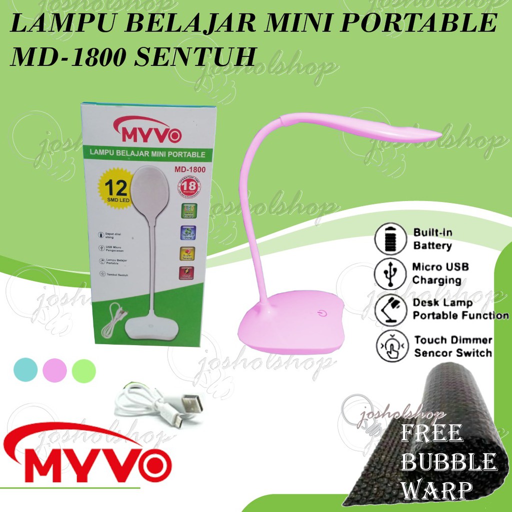 Myvo Lampu Meja Belajar / Lampu Belajar LED / Lampu Baca Rechargeable / Lampu Belajar Sentuh MD-1800