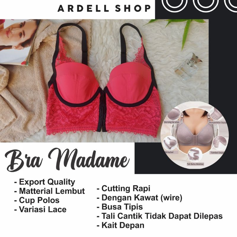 Jual BRA MADAME (KL) BH WIRE VARIASI LACE TALI CANTIK POLOS KAIT DEPAN ...