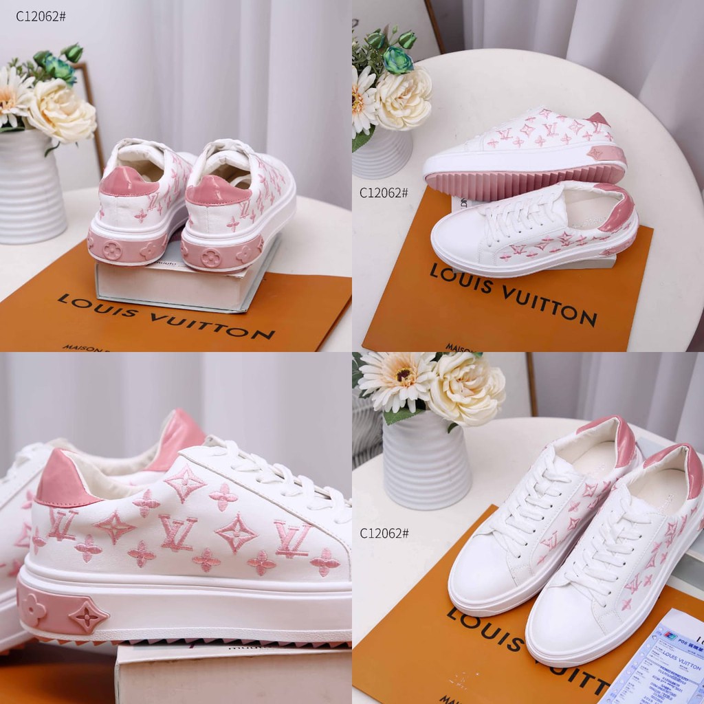 LV Time Out White Calfskin Embossed Monogram Flowers Sneakers