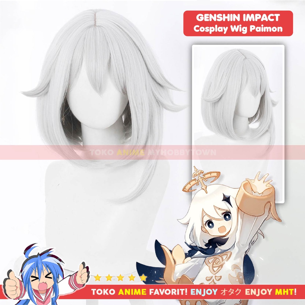 Wig Cosplay Anime Game Genshin Impact : Paimon - Rambut Palsu